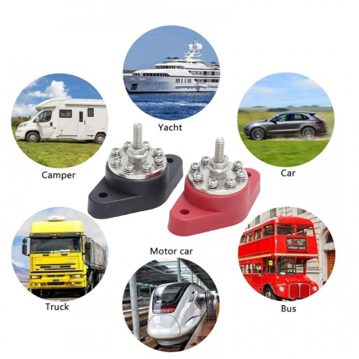 8 Terminalli Bara (Kırmızı-Siyah) 1/4in M6 12-24v 160A