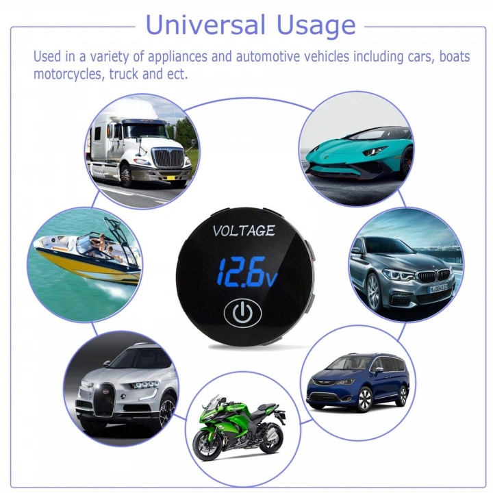 Dc 12- 24V Voltaj Ve Akü Seviye Göstergesi Su Geçirmez Mini göstergesi LED dijital ekran