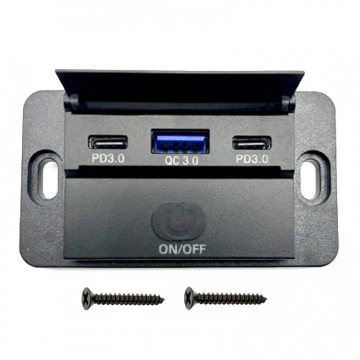 MELLİFERA BİR USB TYPE-A VE BİR USB TYPE-C ŞARJ CİHAZI (KAPAKLI-ON/OFF ANAHTARLI)