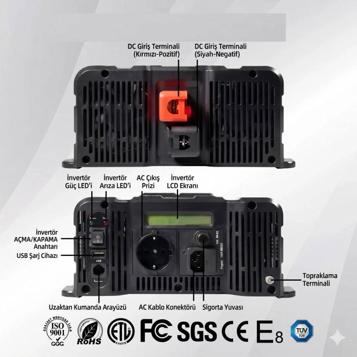 NFS1500-12 Apex 1500W Şarjlı Tam Sinüs İnverter 12V