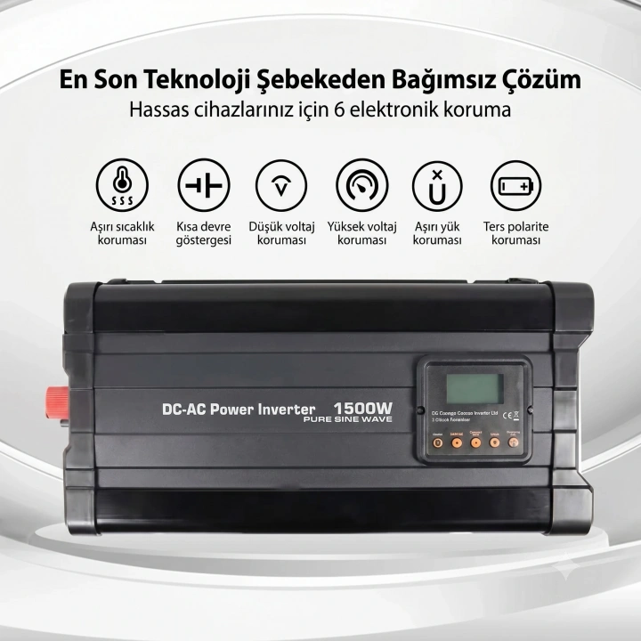 NFS1500-12 Apex 1500W Şarjlı Tam Sinüs İnverter 12V