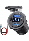 12V USB priz çift USB QC3.0 PD USB C araç şarj soketi Araba tekne deniz kamyon için voltmetre ve güç anahtarı ile