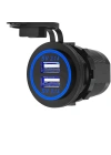 Type-A İki USB 12v priz paneli monte çift USB güç soketi 4.8A su geçirmez güç çıkışı çift şarj Cihazı (Mavi ışıklı)