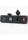 DC 12V 2 port Usb adaptörü dijital led voltmetre 12V güç soketi 4 delikli su geçirmez Panel