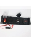DC 12V 2 port Usb adaptörü dijital led voltmetre 12V güç soketi 4 delikli su geçirmez Panel