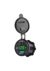 USB priz soket QC3.0 araba şarjı 12V/24V Ledli dijital voltmetre ile On/Off anahtarı