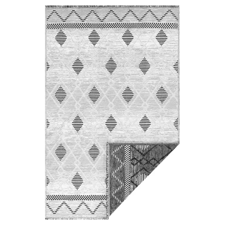 PALERMO 6813A Gri Çift Taraflı Yıkanabilir Dokuma Kolay Temizlenir Halı Kilim