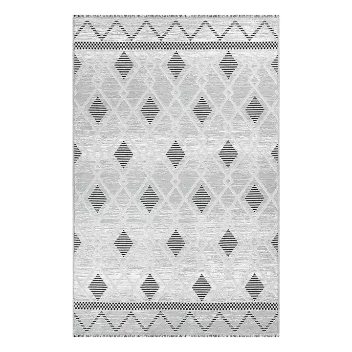 PALERMO 6813A Gri Çift Taraflı Yıkanabilir Dokuma Kolay Temizlenir Halı Kilim