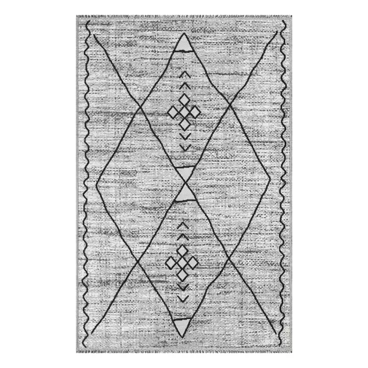 PALERMO 6814A Gri Çift Taraflı Yıkanabilir Dokuma Kolay Temizlenir Halı Kilim