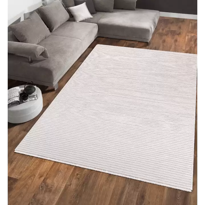 RAVİ Yıkanabilir Kaydırmaz,Pamuk Dokuma,Premium Kalite Salon&mutfak&yemek Odası Kilimi 1701A-KREM