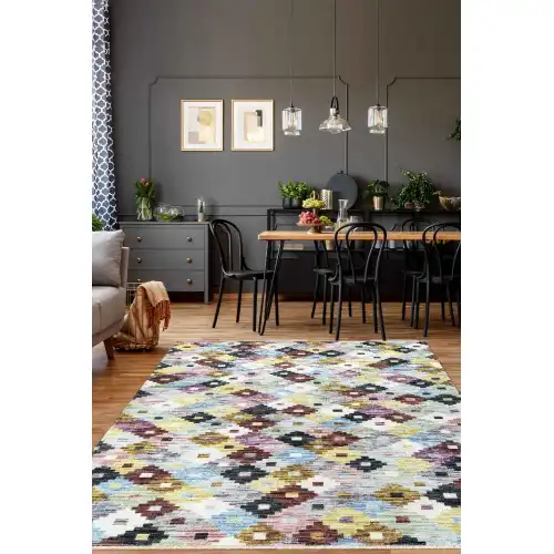 VALENCIA 1502 Renkli Kaymaz Taban Yıkanabilir Modern Halı Kilim