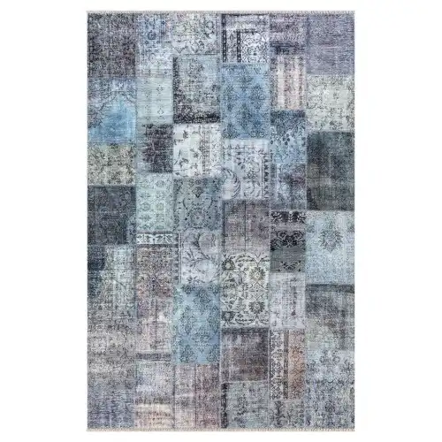 EFES 2305 Patchwork Yumuşak Doku Leke Tutmayan Modern Halı Kilim