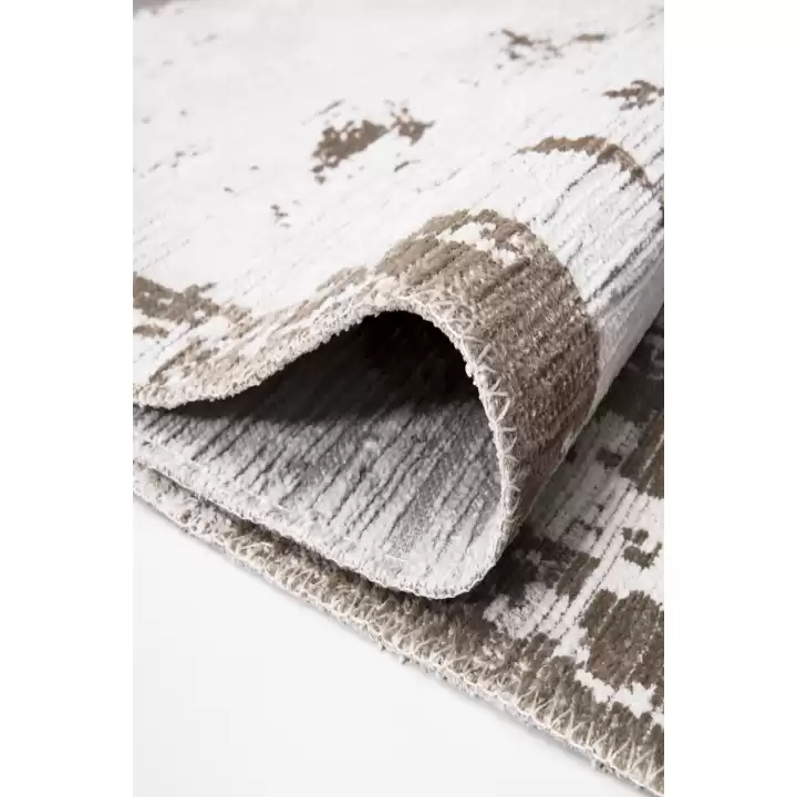 ARTE 2610A Krem Yıkanabilir Modern Şönil Dokuma Dekoratif Halı Kilim