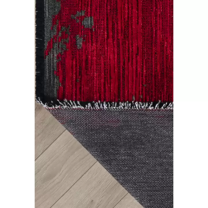 ARTE 2603A Kırmızı Yıkanabilir Modern Şönil Dokuma Dekoratif Halı Kilim