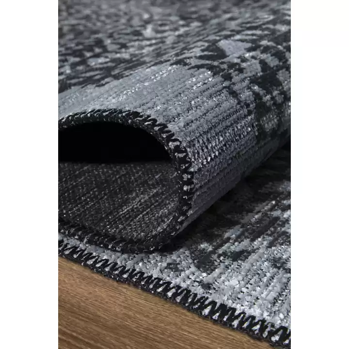 ARTE 2605A Gri Yıkanabilir Modern Şönil Dokuma Dekoratif Halı Kilim