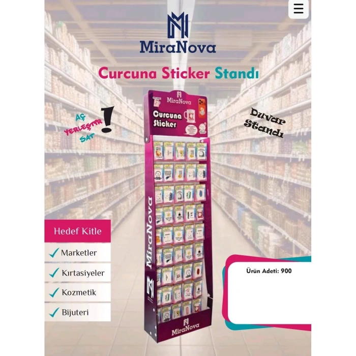 Kabartmalı Sticker Standlı Satış Paketi 240 Adet