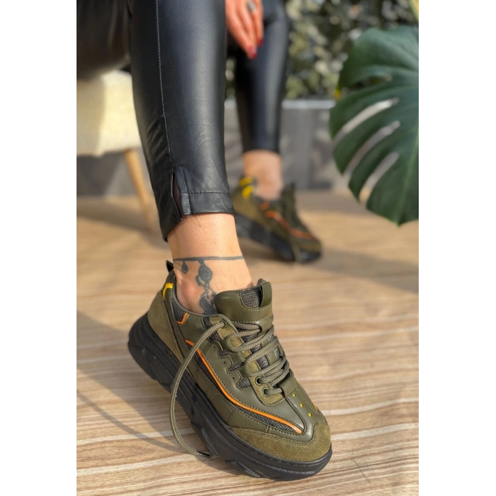 Imkea Siyah Cilt Hardal Detaylı Spor Ayakkabı