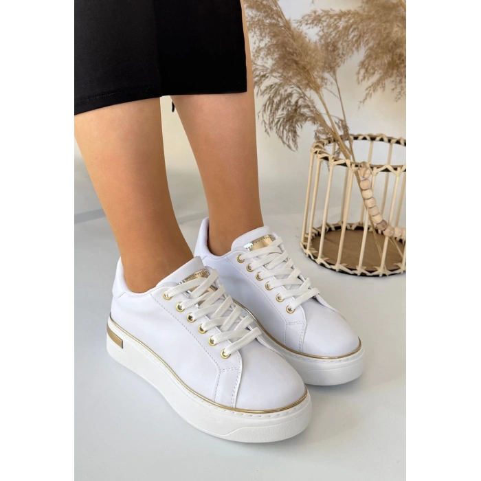 Kity Bej Cilt Bağcıklı Spor Ayakkabı