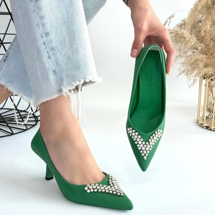 Mekta Siyah Cilt Topuklu Ayakkabı