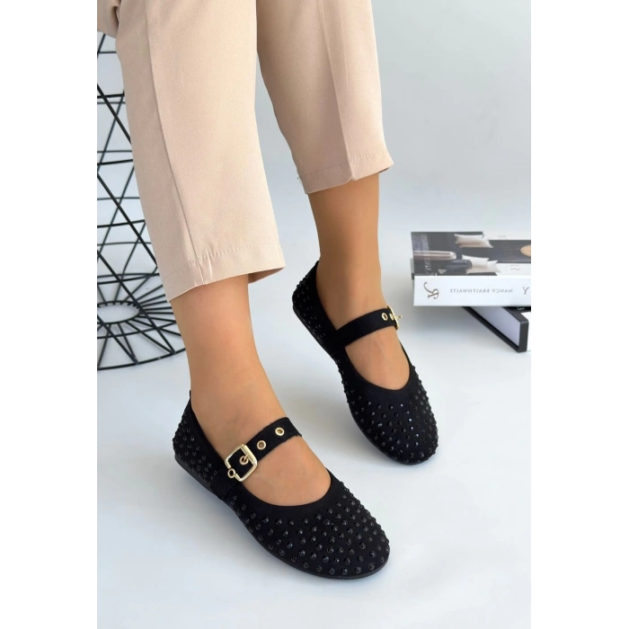 Olise Kahverengi Boncuk İşlemeli Babet Ayakkabı