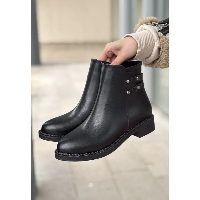 Siari Bej Cilt Topuklu Bot