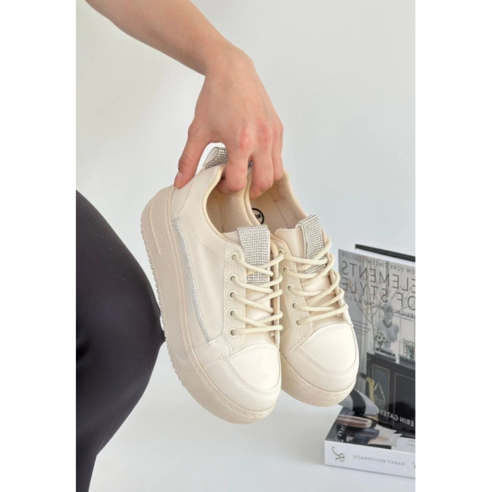 Tiniko Bej Cilt Bağcıklı Spor Ayakkabı