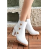 Morli Beyaz Cilt Topuklu Bot