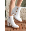 Morli Beyaz Cilt Topuklu Bot