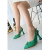 Trace Yeşil Cilt Topuklu Ayakkabı