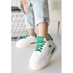 Chris Beyaz Cilt Turuncu Detaylı Bağcıklı Spor Ayakkabı