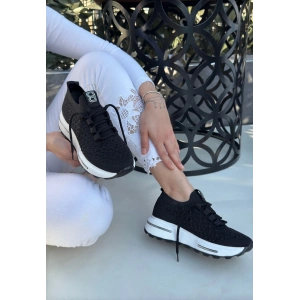 Cilla Bej Triko Boncuk İşlemeli Spor Ayakkabı