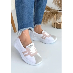 Shat Beyaz Cilt Sarı Şeritli Spor Ayakkabı