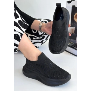 Soord Bej Triko Boncuk İşlemeli Spor Ayakkabı