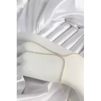 Pirinç Gold Renk Zirkon Taşlı Su Yolu Zirkon Taşlı Kadın Şahmeran