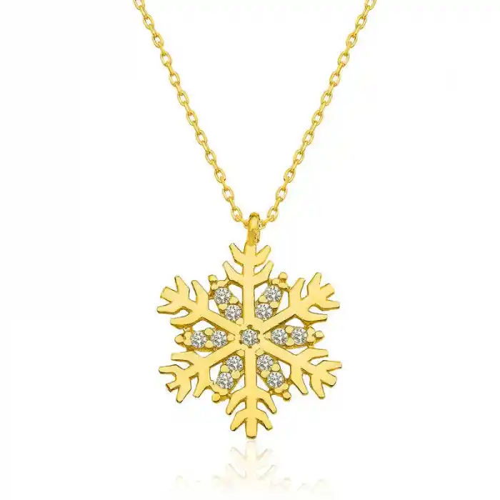 ​Gümüş Gold Kar Tanesi Bayan Kolye