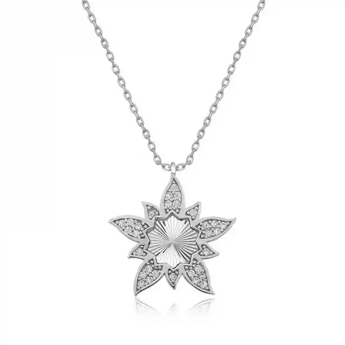 ​Gümüş Lotus Çiçeği Bayan Kolye