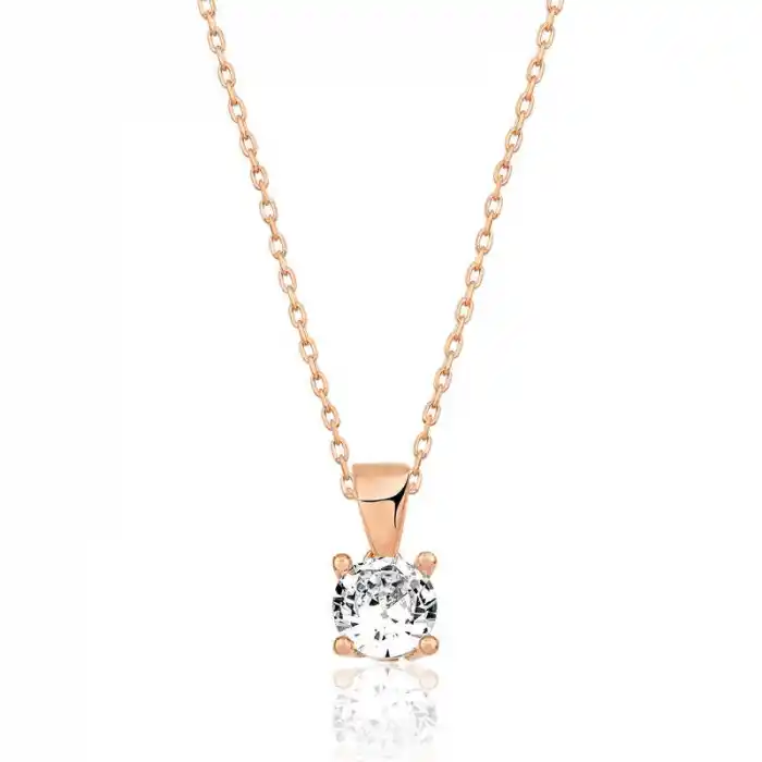 ​Gümüş Rose Tek Taş Kolye