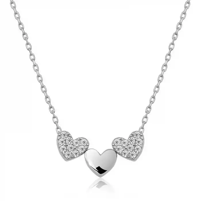 ​Gümüş Üç Kalp Kolye