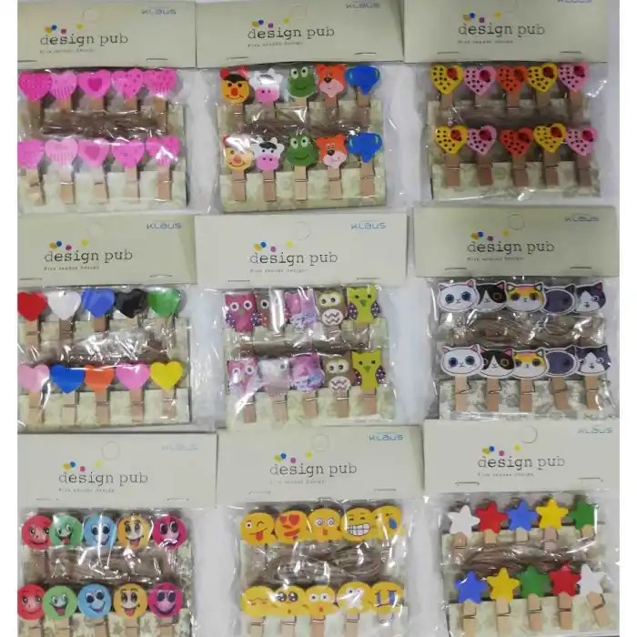 10lu Şekilli Ahşap Mandallar 3.5cm (10lu Set-10 Paket)