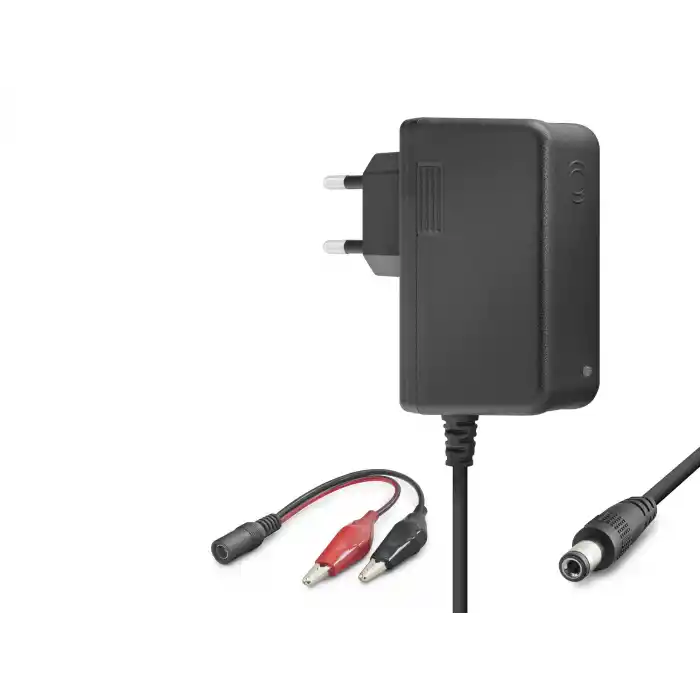 12V 1.2A 14.4W Krokodil Uç Akü Şarj Adaptörü - Siyah B5056