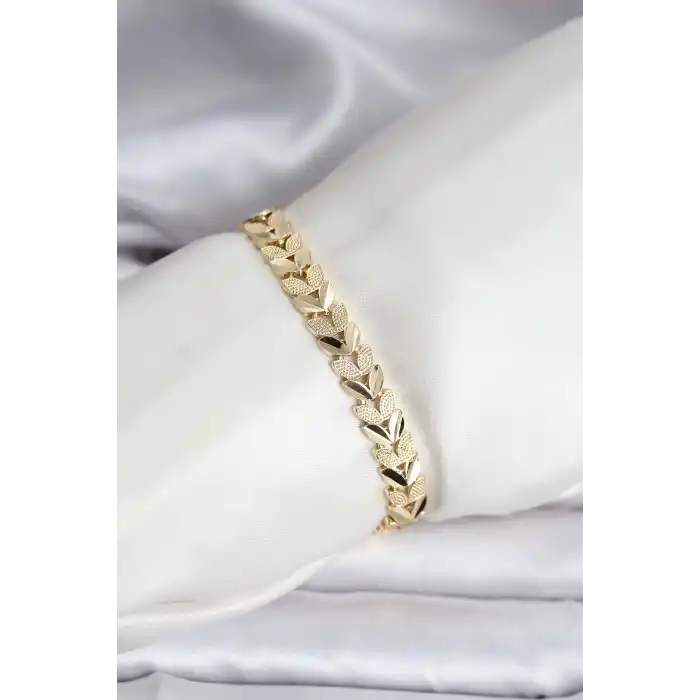 14K Gold Renk Kaplama Başak Model CM Kadın Bileklik