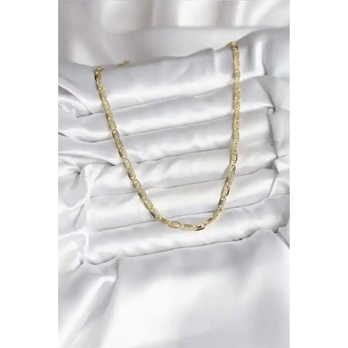 14K Gold Renk Kaplama Plaka Ezme Model Zincirli CM Kadın Kolye
