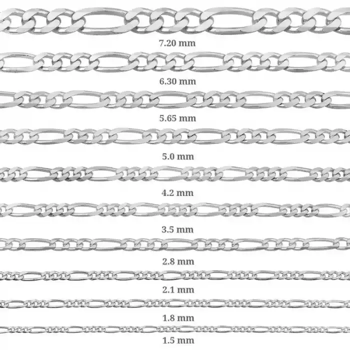 1.50 mm Gümüş Figaro Zincir - 0.40 mikron