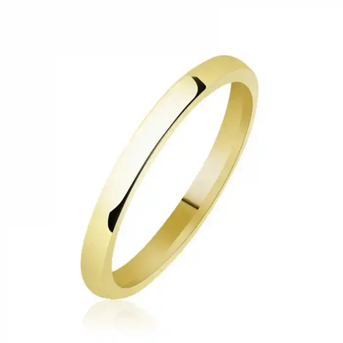 2 mm Düz Bombeli Gold Gümüş Alyans