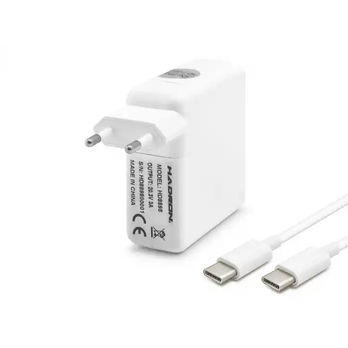 20.3V 3A 61W Laptop Adaptörü - Type-C - Asus Dell Uyumlu - Beyaz HD8898