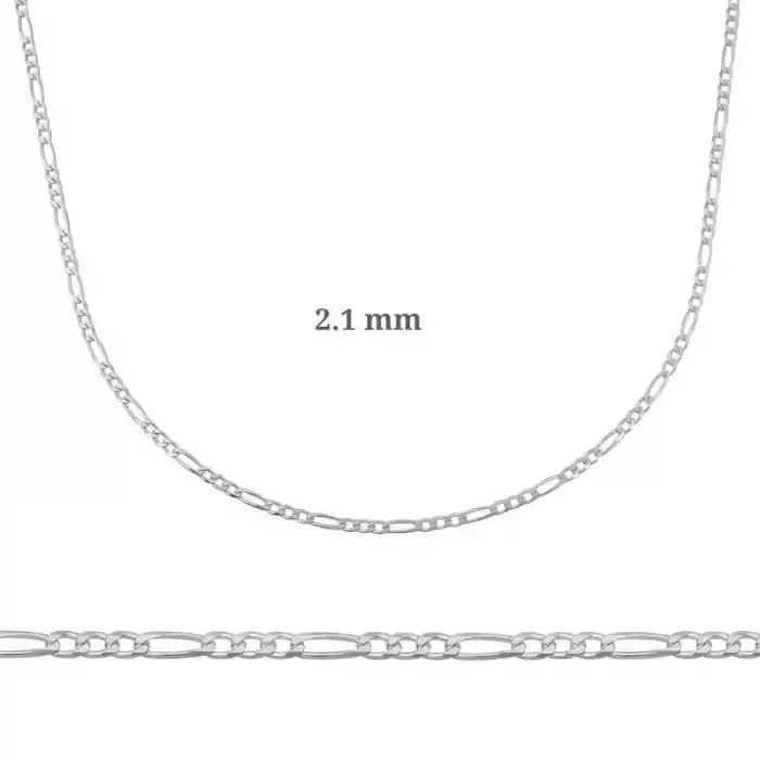 2.10 mm Gümüş Figaro Zincir - 0.60 mikron