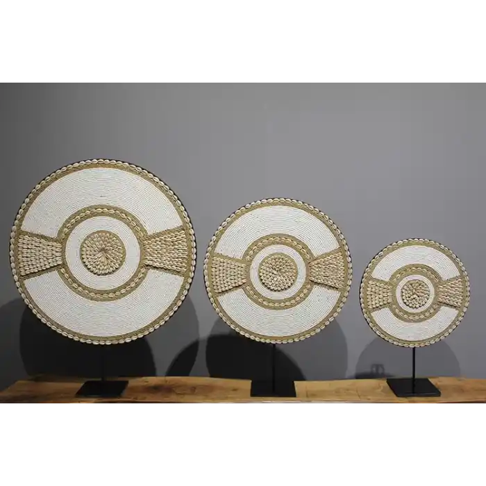 3Lü Deniz Kabuğu İşlemeli Dekoratif Obje 3Natural-15