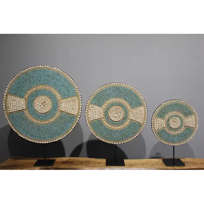 3Lü Deniz Kabuğu İşlemeli Dekoratif Obje 3Natural-16