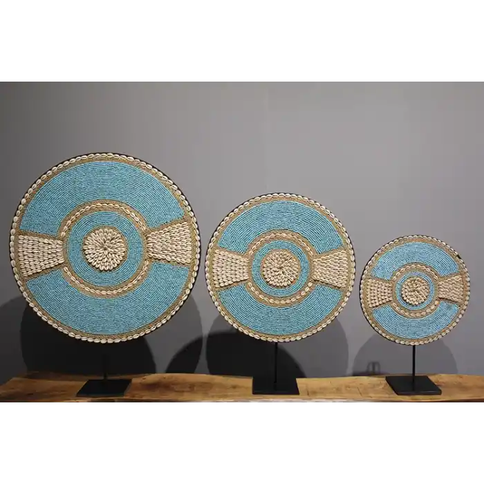 3Lü Deniz Kabuğu İşlemeli Dekoratif Obje 3Natural-17