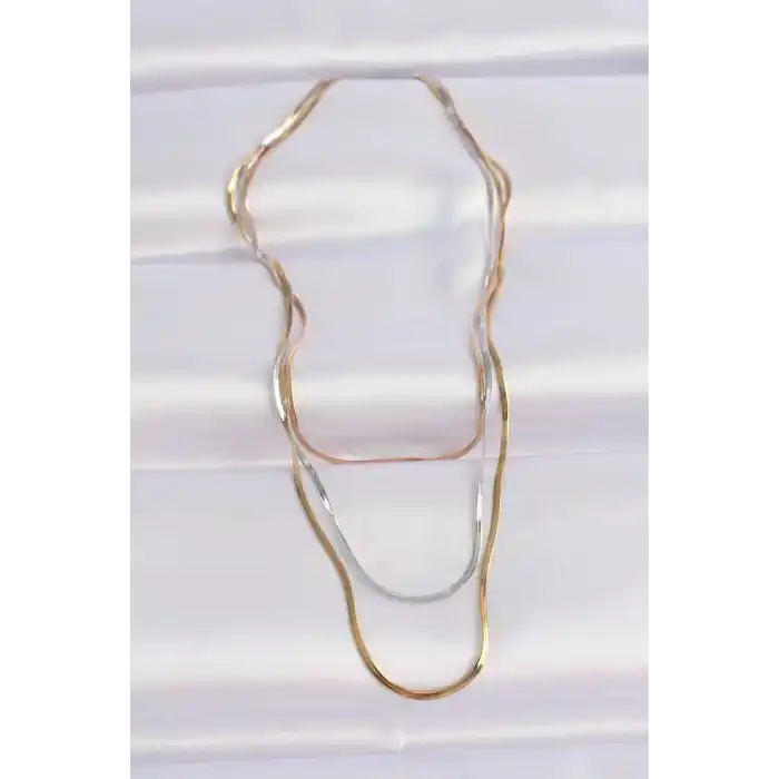 316L Çelik 3 Renkli İtalyan Zincir Çoklu Kolye